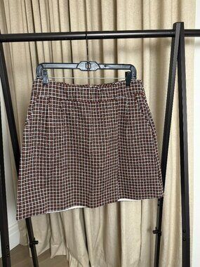 BURU | Size XL | Maggie Mini Skirt in Geo Knit in Red, White and Black